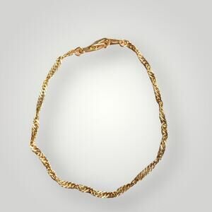 Vintage 14K Gold Plated Twisted Rope Chain Bracelet 8” Yellow Gold Tone